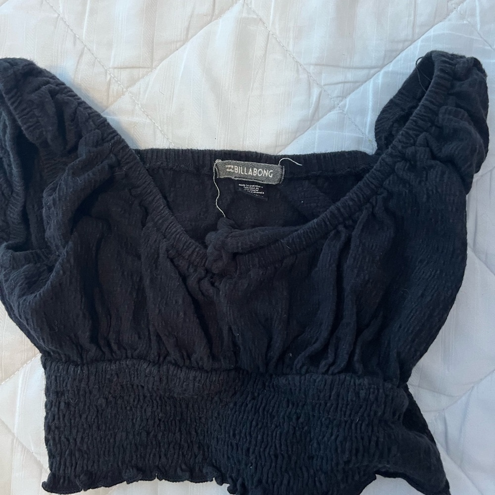 BILLABONG BLACK CROP TOP BOW